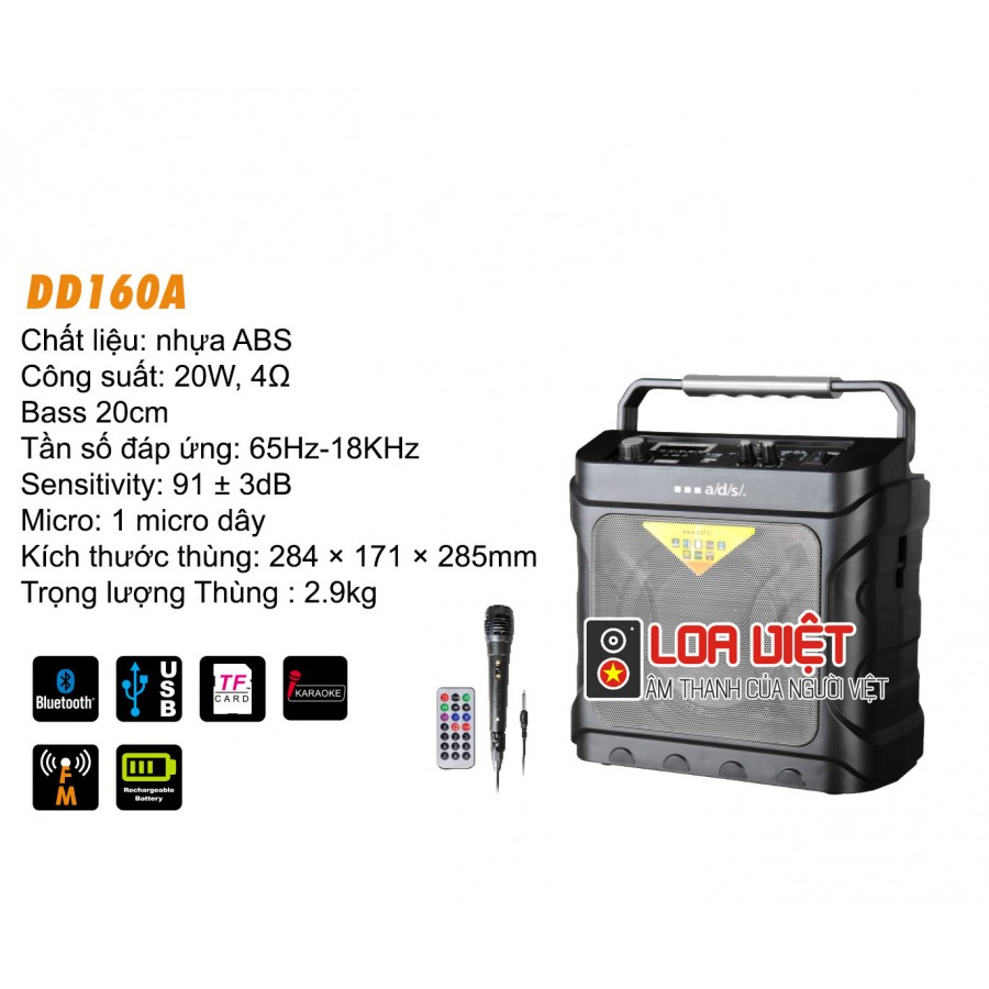 Loa A/D/S DC-160 chính hãng. Tặng kèm  mic cầm tay